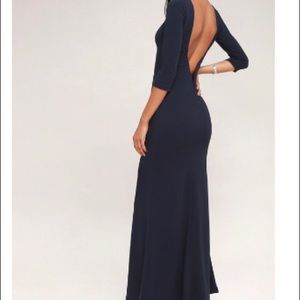 Lulus Kymber Navy Blue Backless Dress